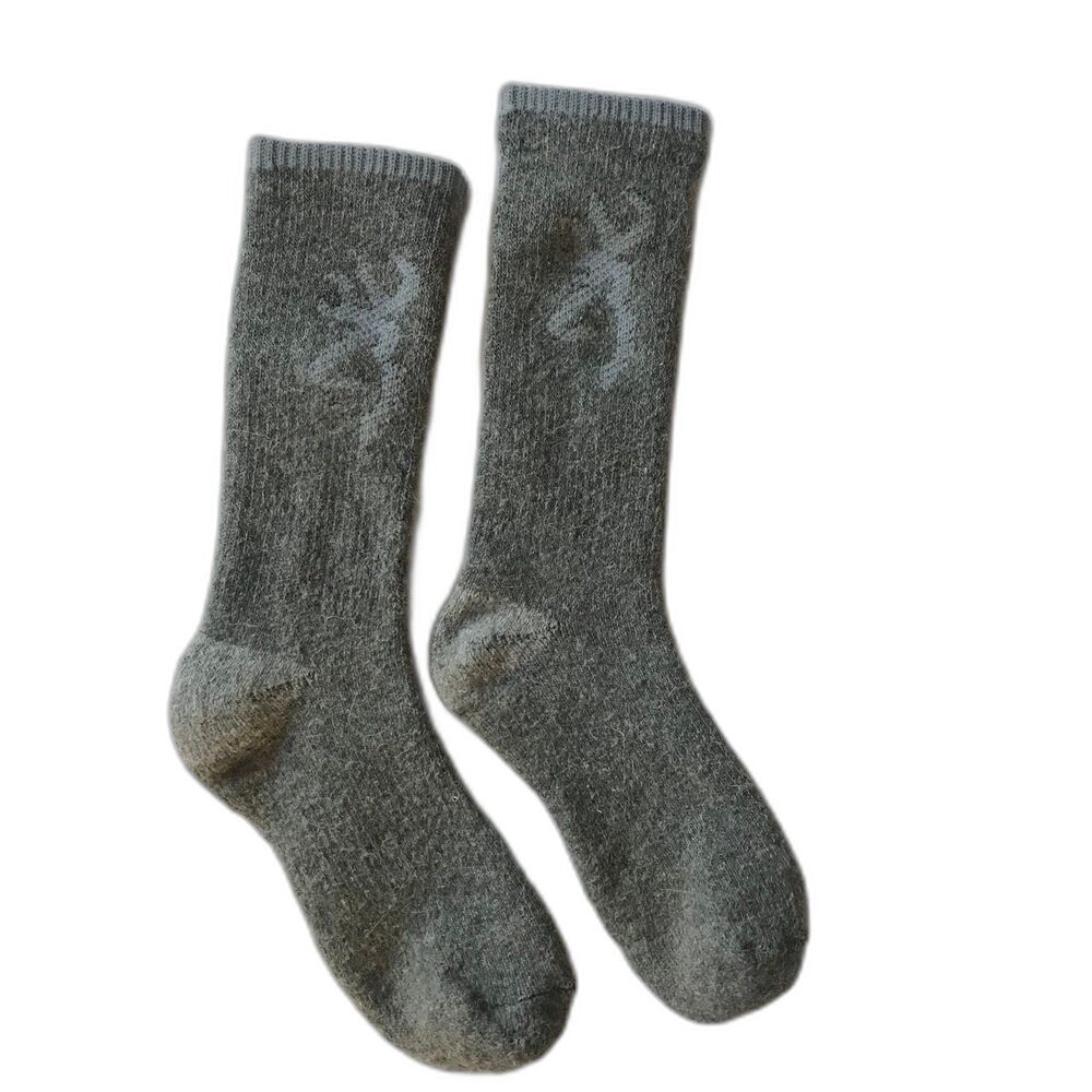 Browning Buckmark Wool Socks Crew Womens M 6-10 Gray Outdoor